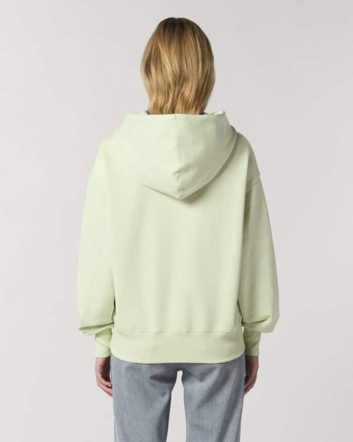 organic hoodie achterkant detail